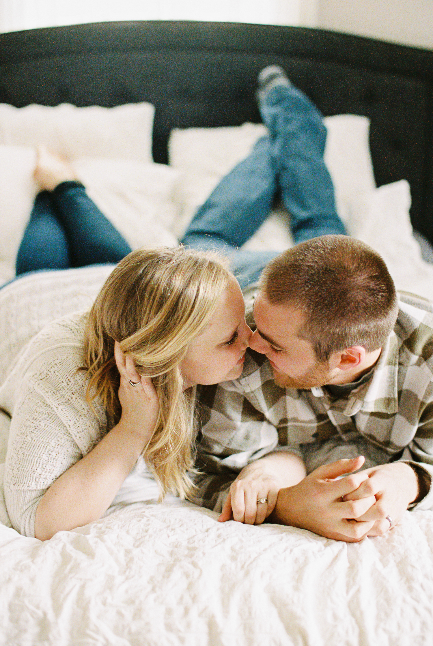 At home winter engagement session in Baltimore, Maryland.