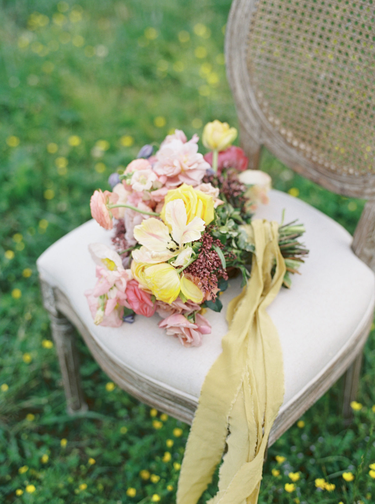 Yellow wedding bouquet by Nashville florist Vintage Florals.