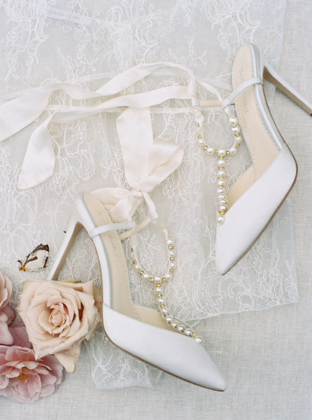 Ivory pearl wedding shoes by Bella Belle.