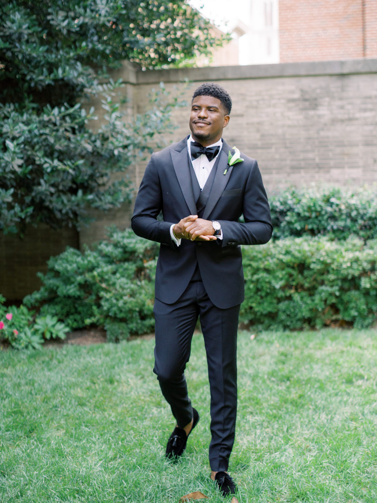 Formal wedding portraits with groom at DC wedding venue, Anderson House.