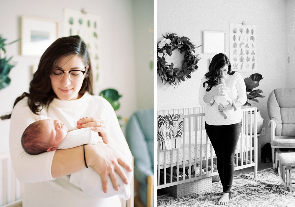 Baltimore newborn session in a botanical-themed nursery