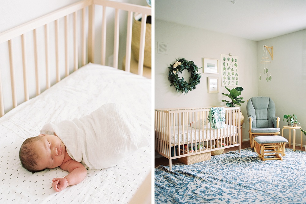 Baltimore newborn session in a botanical-themed nursery