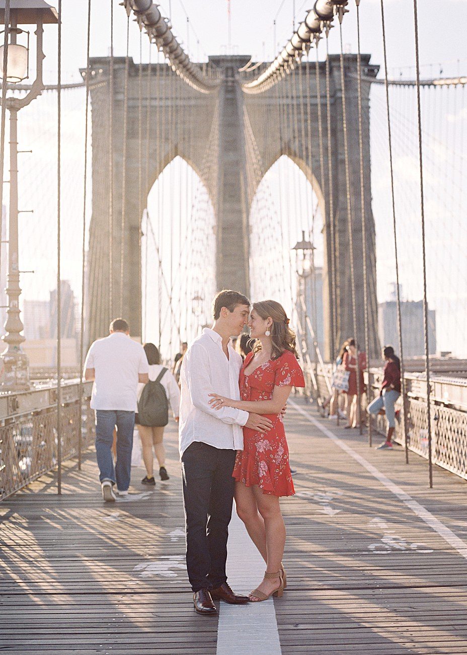 New York City engagement session on the Brooklyn Bridge