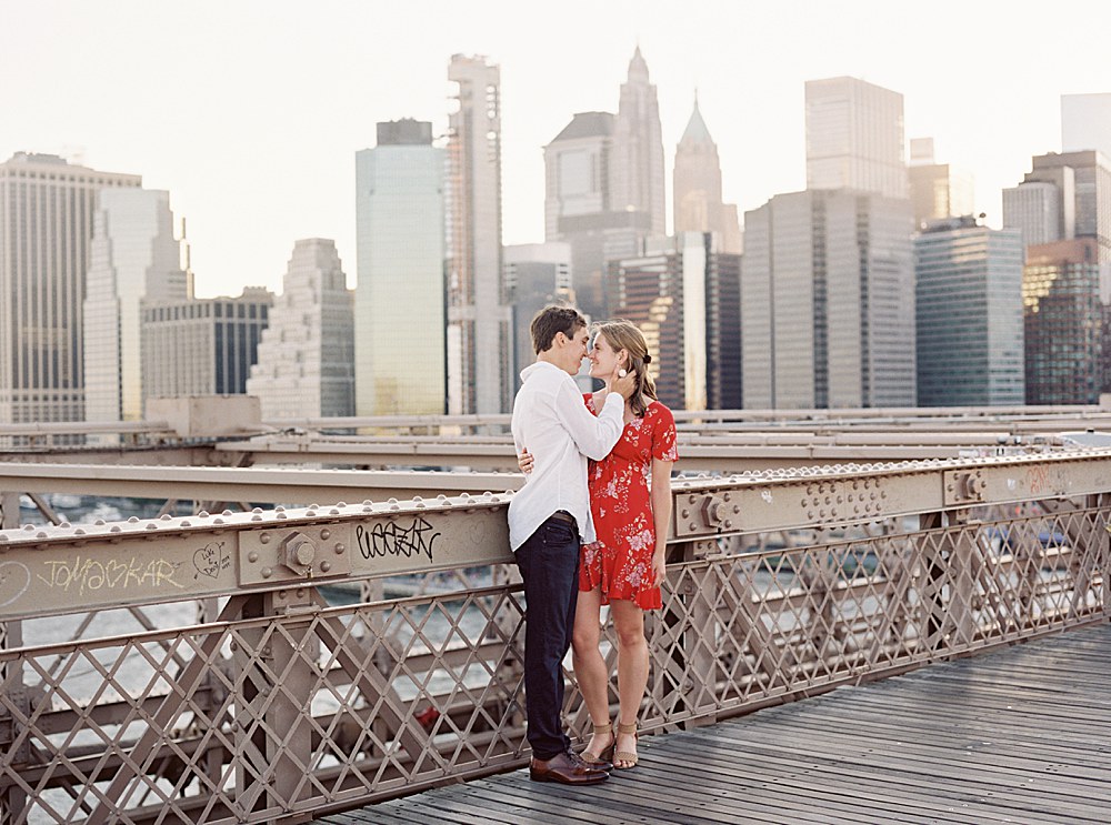 New York City engagement session on the Brooklyn Bridge