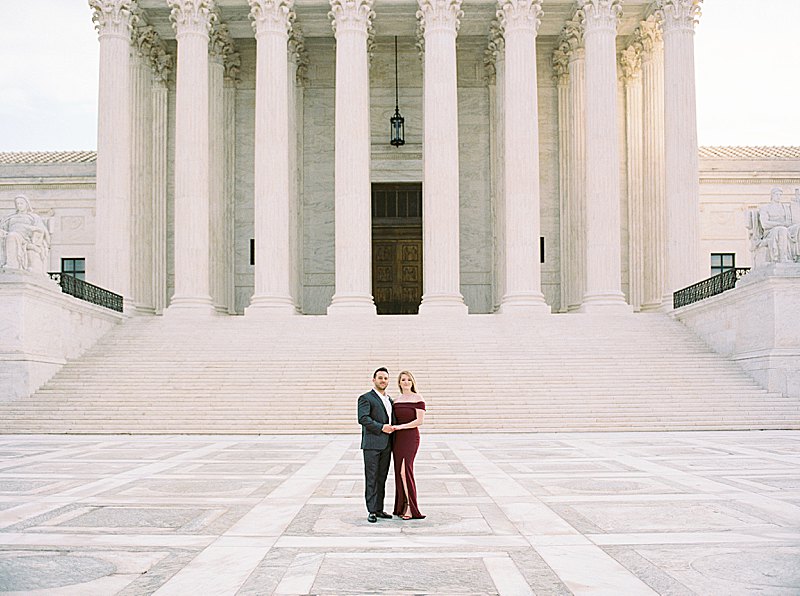 Winter engagement session at the Supreme Court and Library of Congress in Washington, D.C.